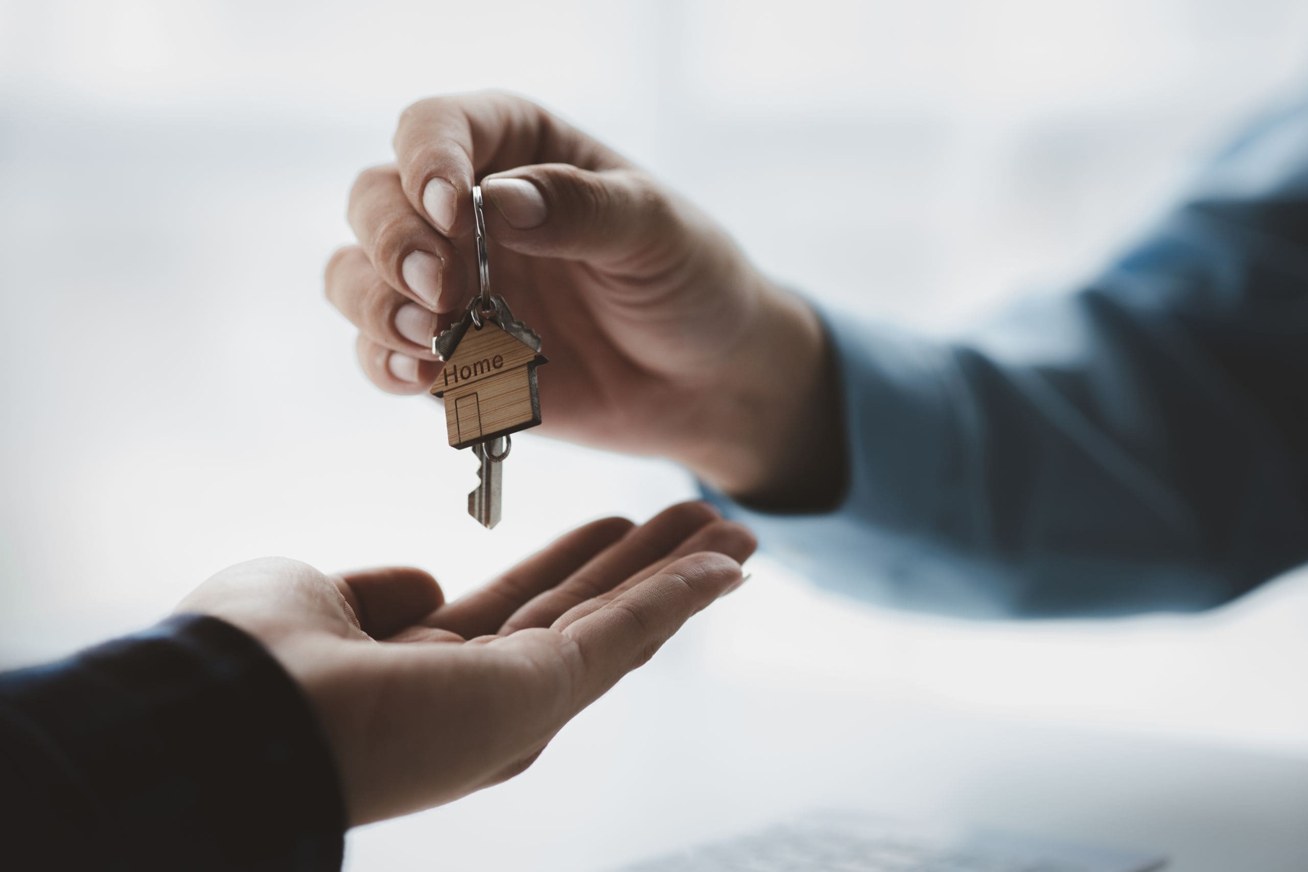 Real estate agents explain models of housing estates in projects